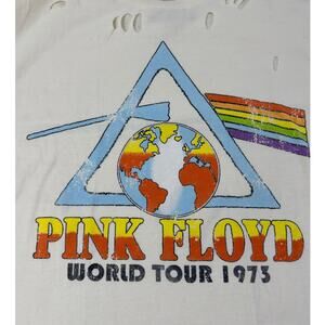 Pink Floyd World Tour 1973 Distressed Graphic Tee Oversized Cotton NWOT
